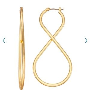 Gold tone figure eight hoop earrings